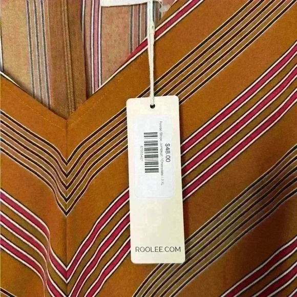 Roolee Orange Short Sleeve Stripped Jumpsuit Size XXL NEW - Picture 6 of 11